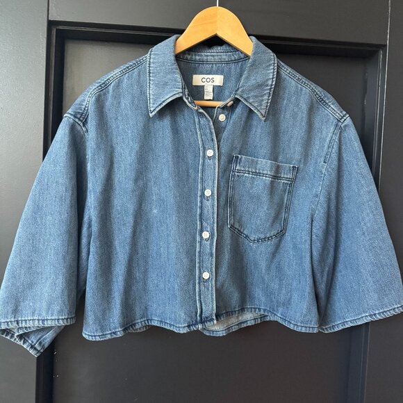 COS Tops - COS demin boxy oversized cropped short sleeved button down